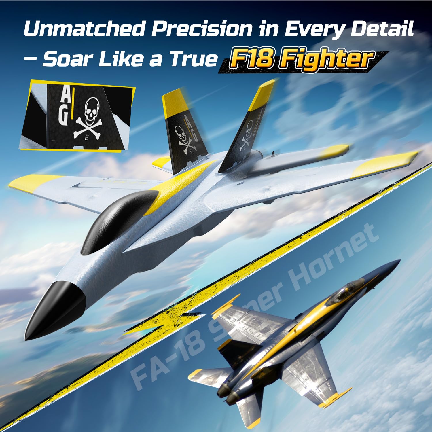 DEERC 4-Kanal Brushless RC Flugzeug, Fortschrittliches Gyroskop, 360° Flip-Kunstflug, Niedriger Batteriestand-Warnung, Ferngesteuertes Flugzeug mit 2 Akkus, Leicht zu Fliegen für Erwachsene und Kinder