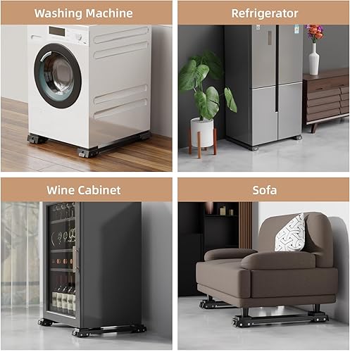 Miniatura 7 de 2 rodillos para electrodomésticos resistentes, base ajustable para lavadora y secadora, fácil de mover lavadora, muebles, refrigeradores, enfriador