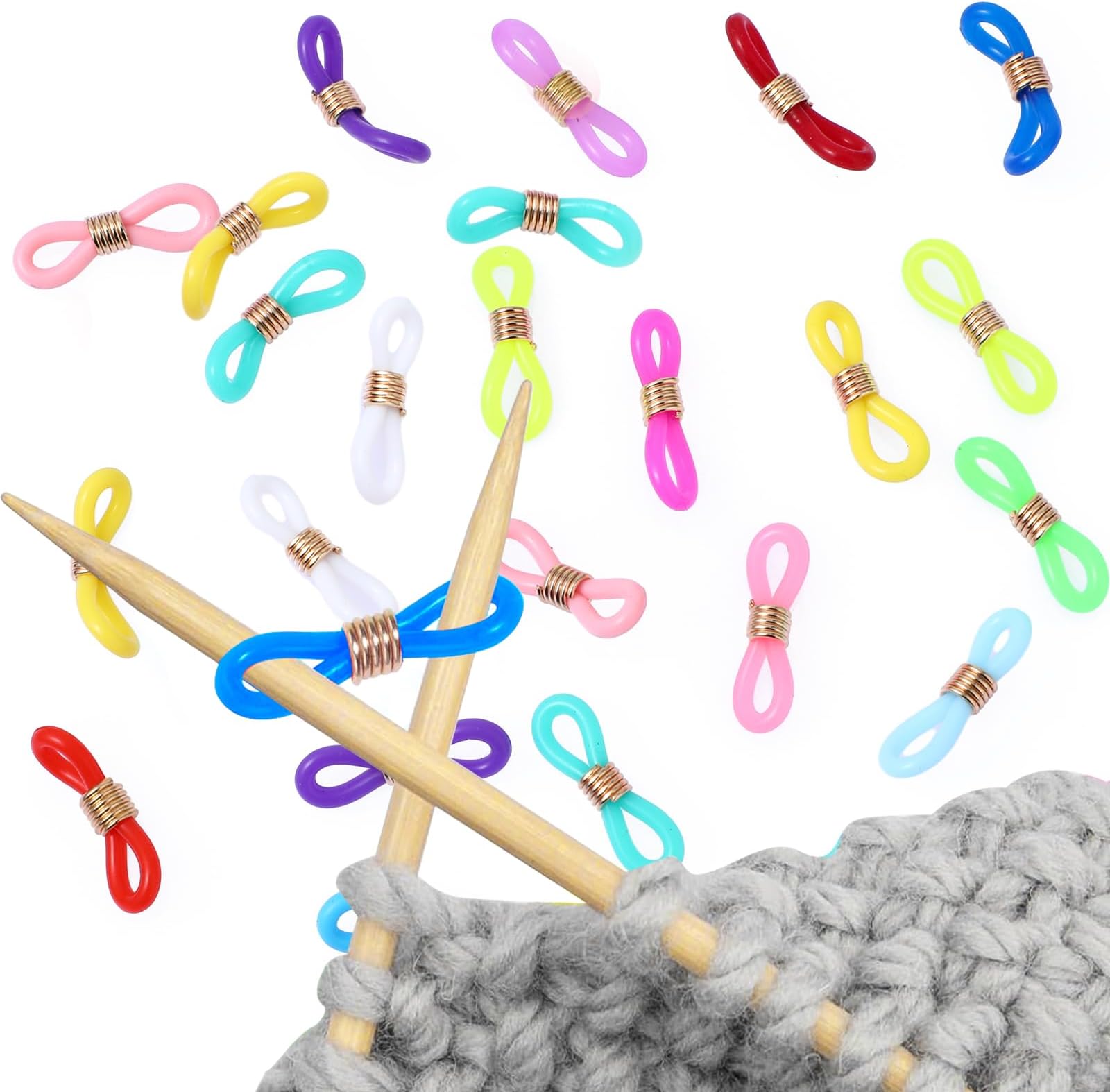 40PCS Knitting Needle Stoppers, Knitting Needle Hugger Minder Knitting Tools Stitch Stoppers for Knitting Needles Prevent Slipping Off Knitting Accessories