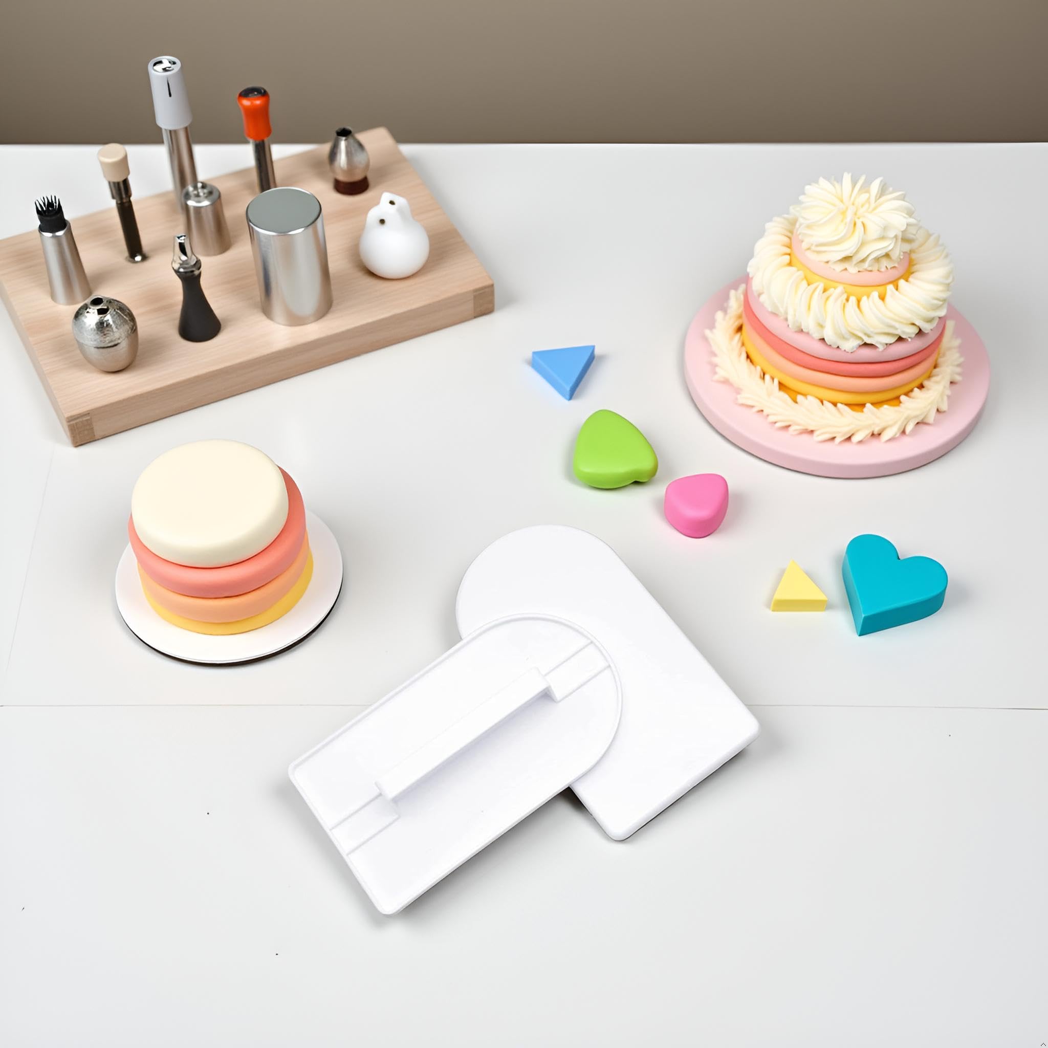 2 piezas de plástico blanco para glaseado de fondant, herramienta de paleta para decoración de pasteles, esculpir y modelar, herramientas de decoración