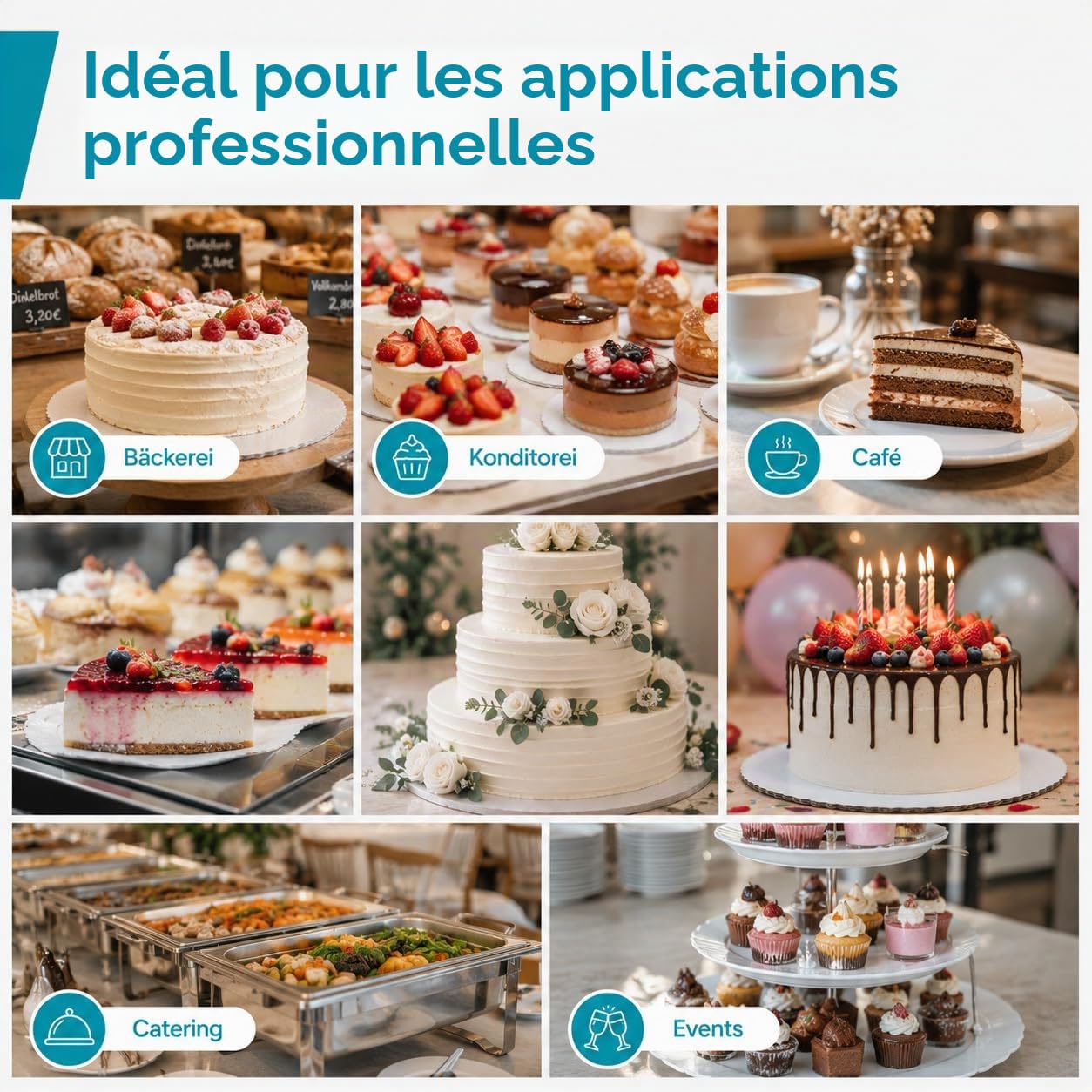 Commerline 100 Pièces Supports à Gâteau | Ronds, Ø 32 cm | Blancs | Carton Épais | Jetables | Tartes et Cheesecakes | Présentation Professionnelle | pour Gâteaux, Fêtes et Horeca