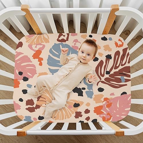 Miniatura 7 de Fitted Crib Sheet for Boys & Girls Leopard Palm Soft Breathable Unisex Baby Sheets for Standard Crib and Toddler Mattresses 39 x 27 in