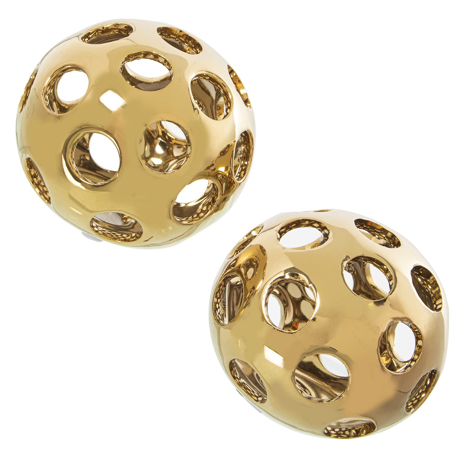 Boules en céramique ajourées or 10 cm idée cadeau pendaison de crémaillère