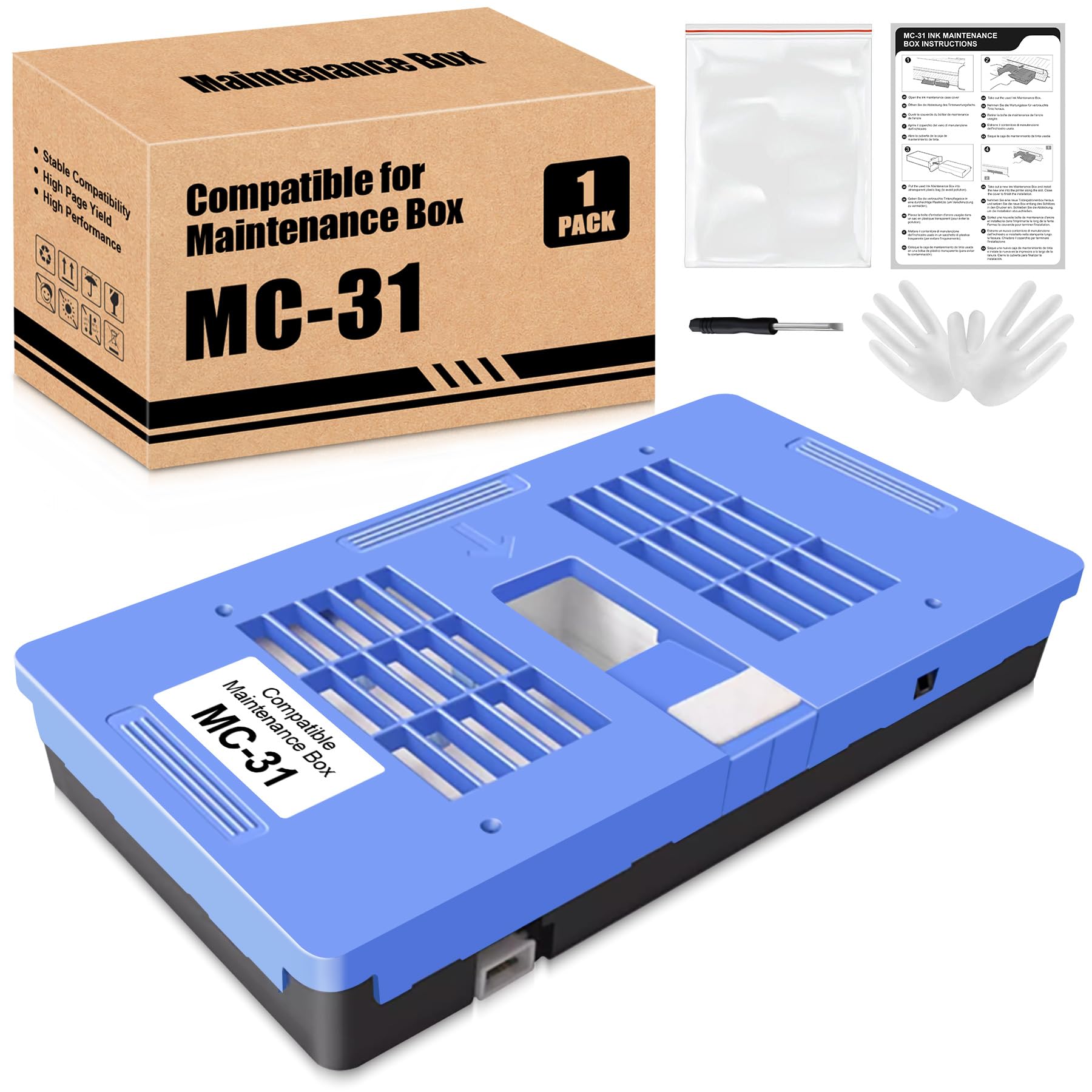MC-31 MC31 cartuccia di manutenzione compatibile con CAN imagePROGRAF Ta-20 Ta-30 TM-200 TM-205 TM-300 TM-305 TM-5200 TM-5205 TM-5300 TM-5305 TM-5400 TM-540 10 stampanti (1 confezione