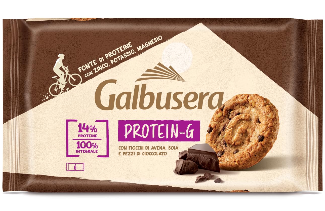 Galbusera Protein-G Biscotti Con Fiocchi D'Avena Granella di Soia e Cioccolato 300g [CAIYA® BOX da 8 Confezioni]