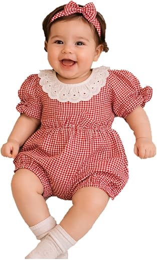 The Root And Craft Newborn Baby Girl Photoshoot Dress – Romper &amp; Head Band Clothing Set for Baby Girls |Adorable Photoshoo...