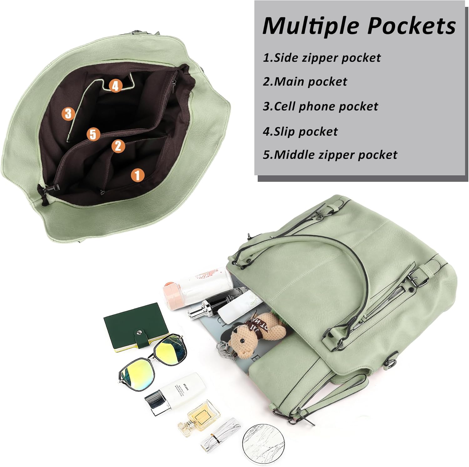 TANTOMI Tote Handbags for Women Hobo Purse and Shoulder Bags Multiple Pockets with Adjustable Strap for Work Travel Everyday