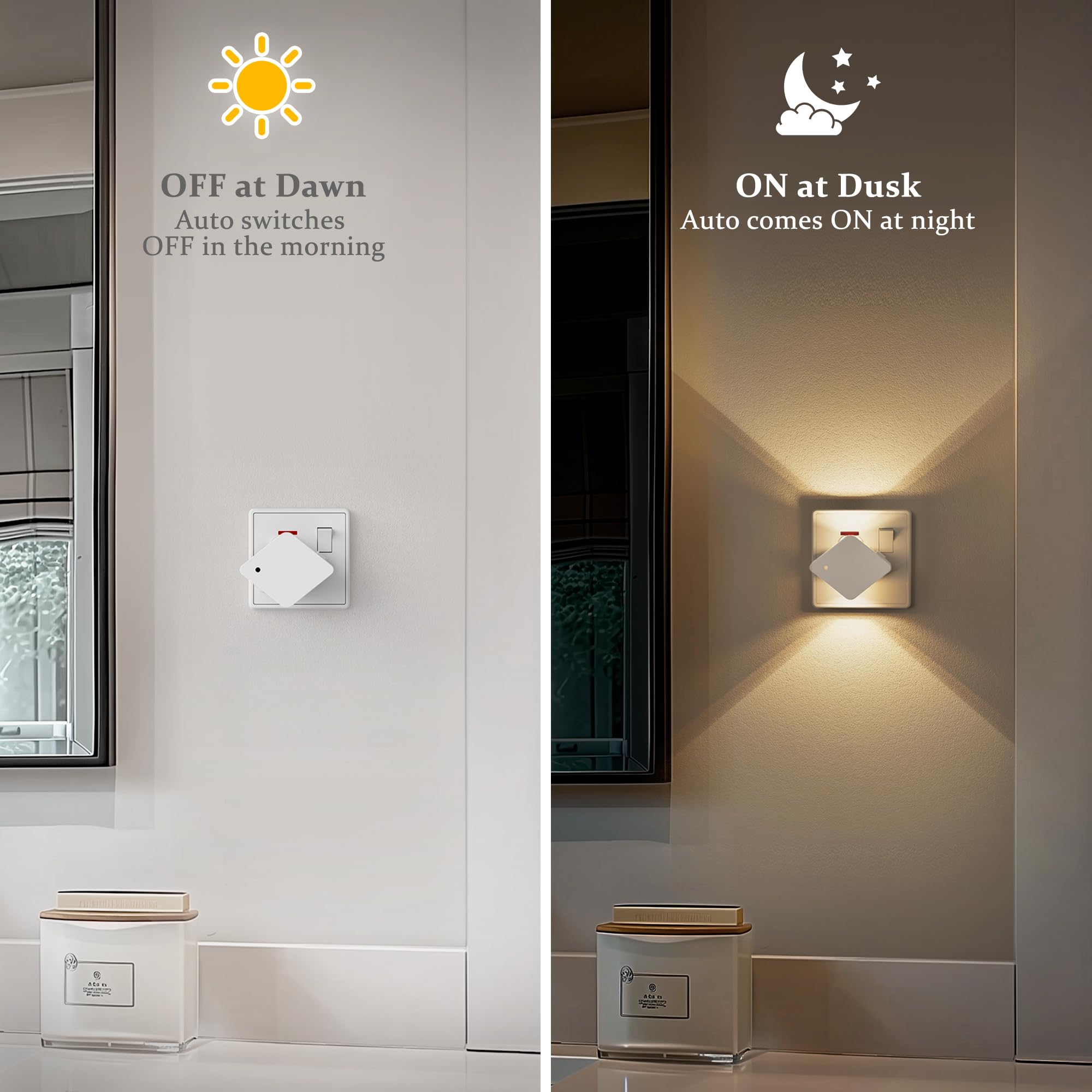 Emeritpro Plug in Night Light with Dusk to Dawn Sensor, LED Night Light Plug in Wall 2 Pack, Adjustable Brightness - Image 3