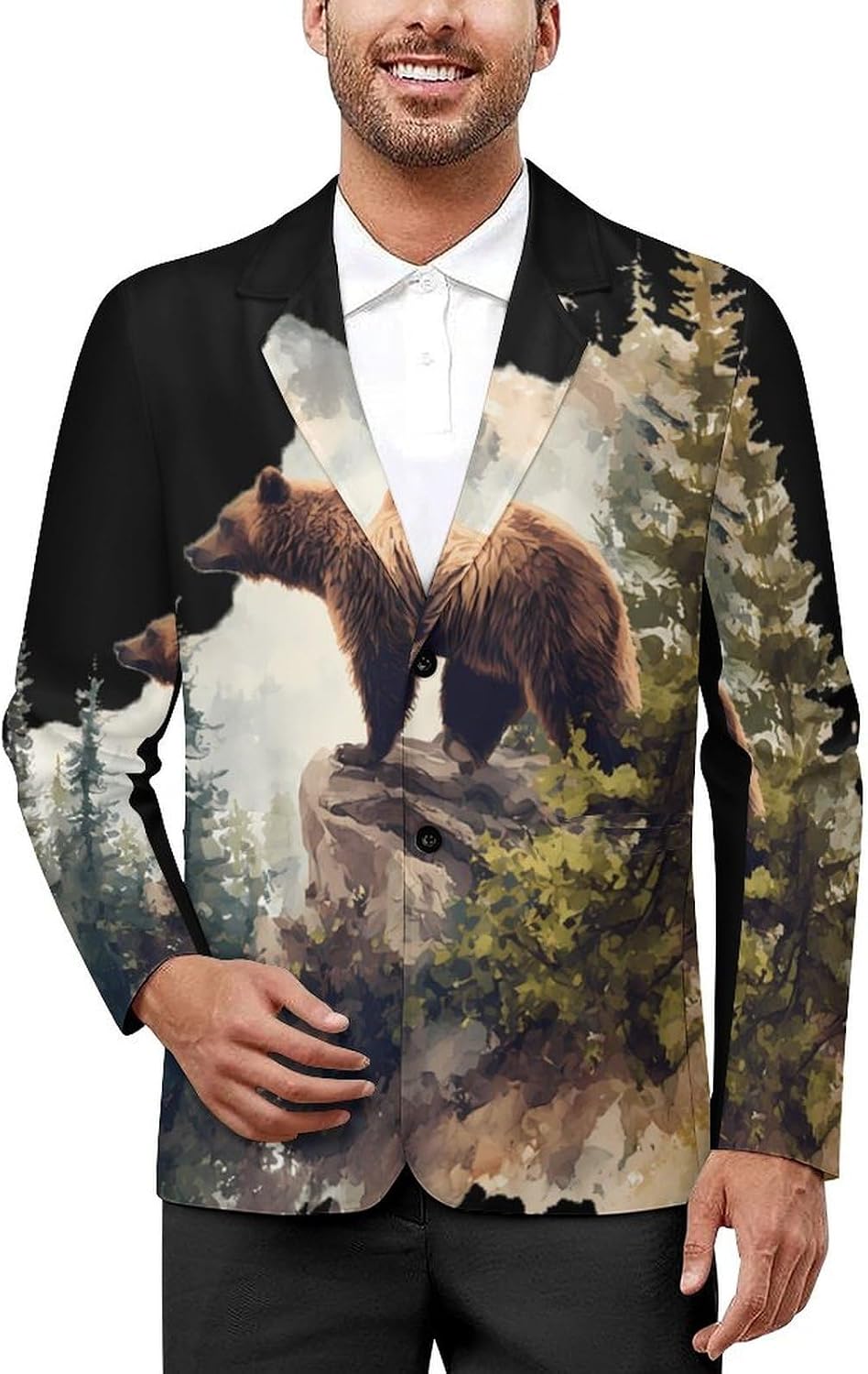 Bear Trees Classic Suits Blazer for Men Business Tuxedo Jacket
