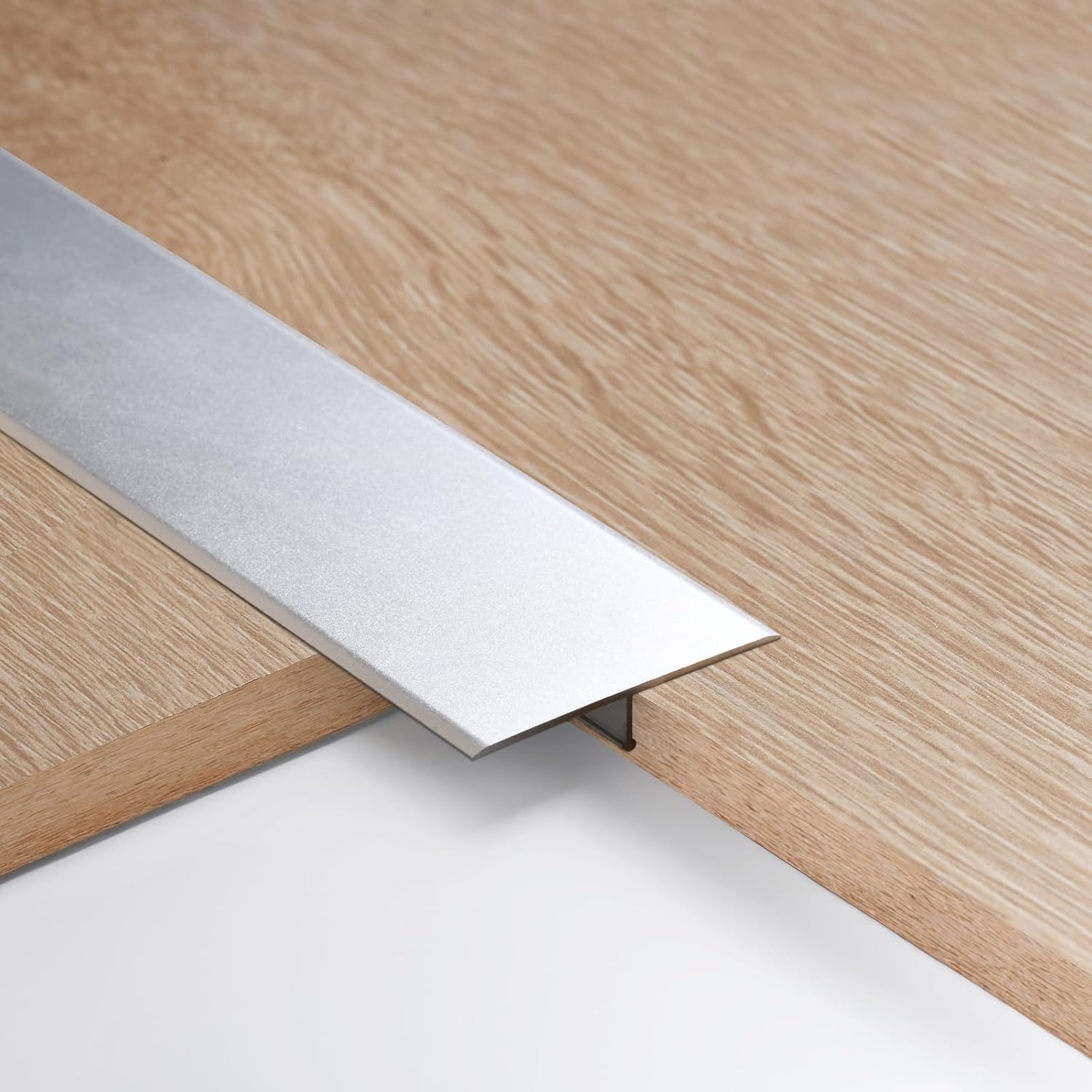 4pcs 5cm Aluminum T Molding Floor Transition Strip Metal Flat Divider Strip for Joining Floor Gaps Laminate Profile Flooring Edge Trim Cover Strips,0.9m Silver