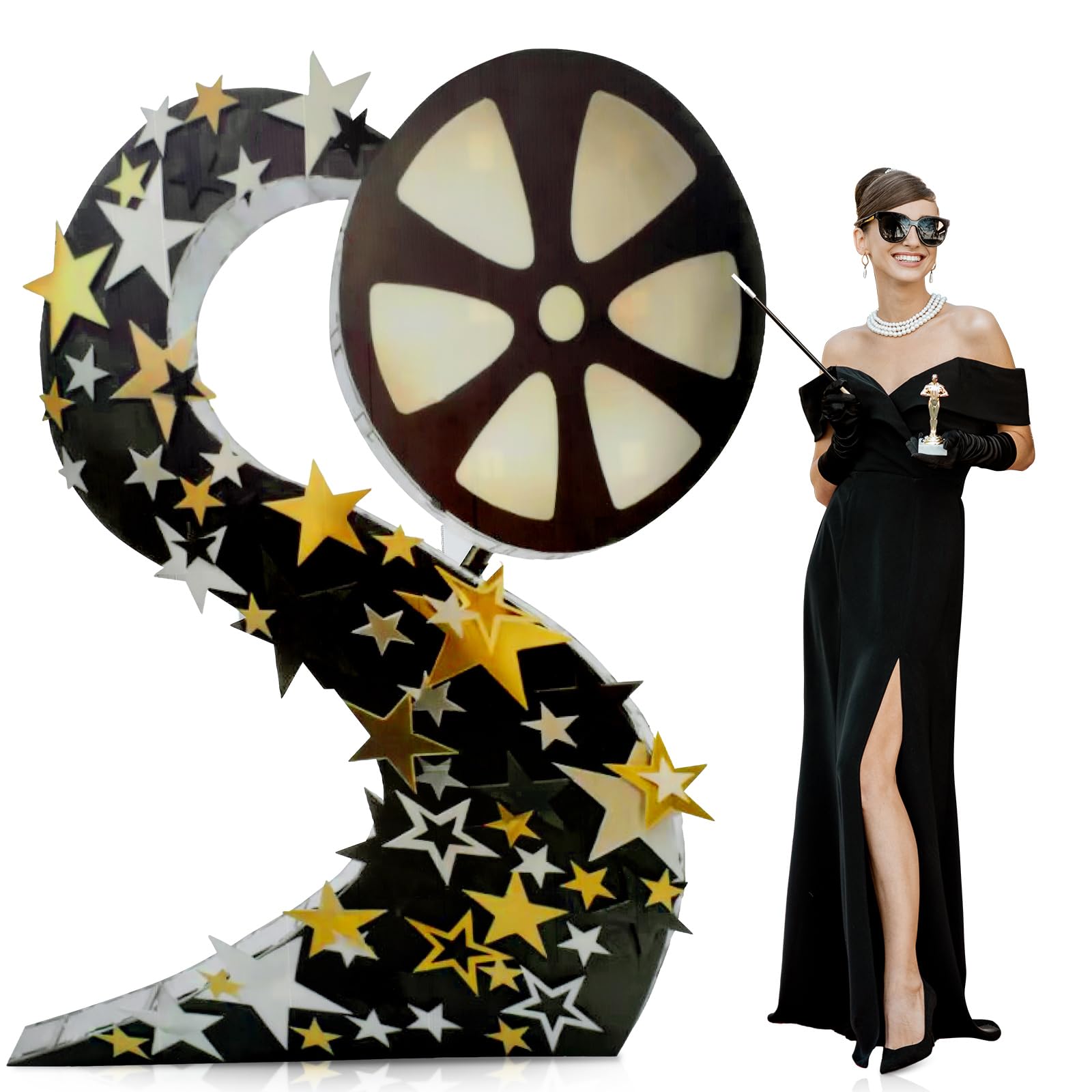 DoubleFill 6 ft Movie Awards Night Party Decorations Film Reel Cardboard Cutout Stand up Premiere Party Decorations Red Carpet Photo Prop Backdrop for Movie Awards Night Theme Decor