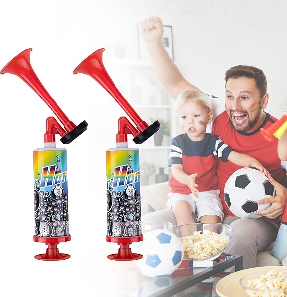 Corne de Brume Super Fort à Main, Trompette Supporter Air Portable, Tambour Supporter Réutilisable, Klaxon Musicaux Portable pour Coupe du Monde Football Match et Fête (Rouge) - 1