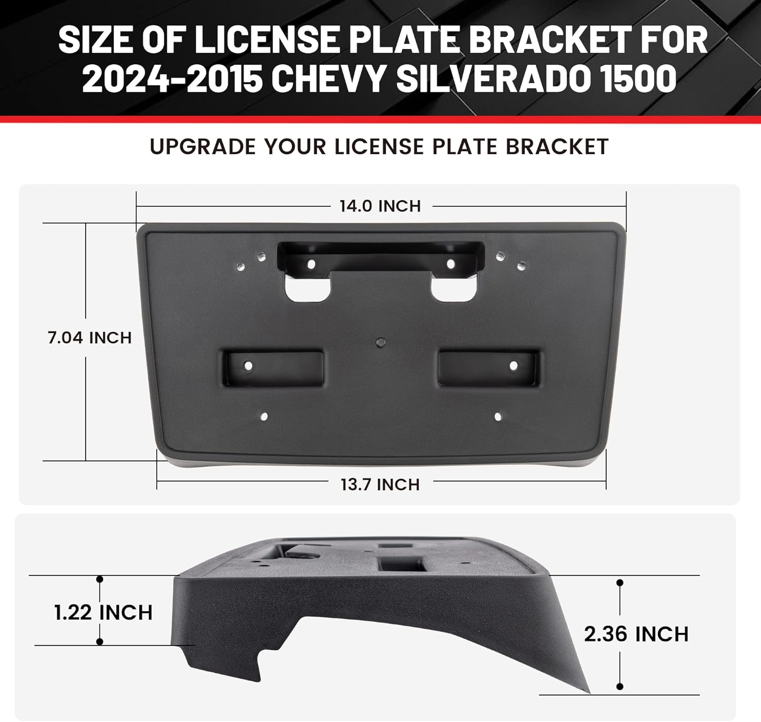 RED WOLF Front License Plate Bracket Fit for 2014-2015 Chevrolet Chevy Silverado 1500 Replace for 22763523 GM1068155 Pickup Front Bumper License Plate Holder Cover w/Screws