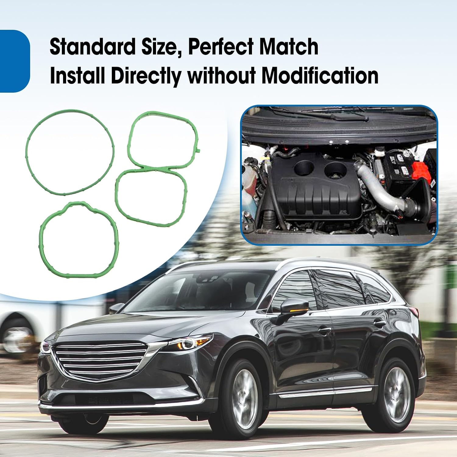 Lower and Upper Intake Manifold Gasket Set Replace MS 97118 MS19560 MS19144 AMS11821 Fit for Ford Edge Flex Fusion Taurus Lincoln MKS MKT MKX MKZ Mazda 6 CX-9 Mercury Sable 3.5L 3.7L 2007-2015