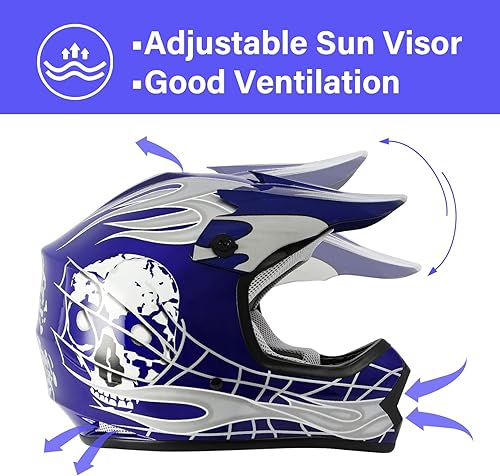 Miniatura 6 de TCMT - Casco todoterreno para jóvenes y niños, casco de cara completa para motocicleta, motocross, calle, bicicleta de montaña, BMX, MX, cuatrimoto,