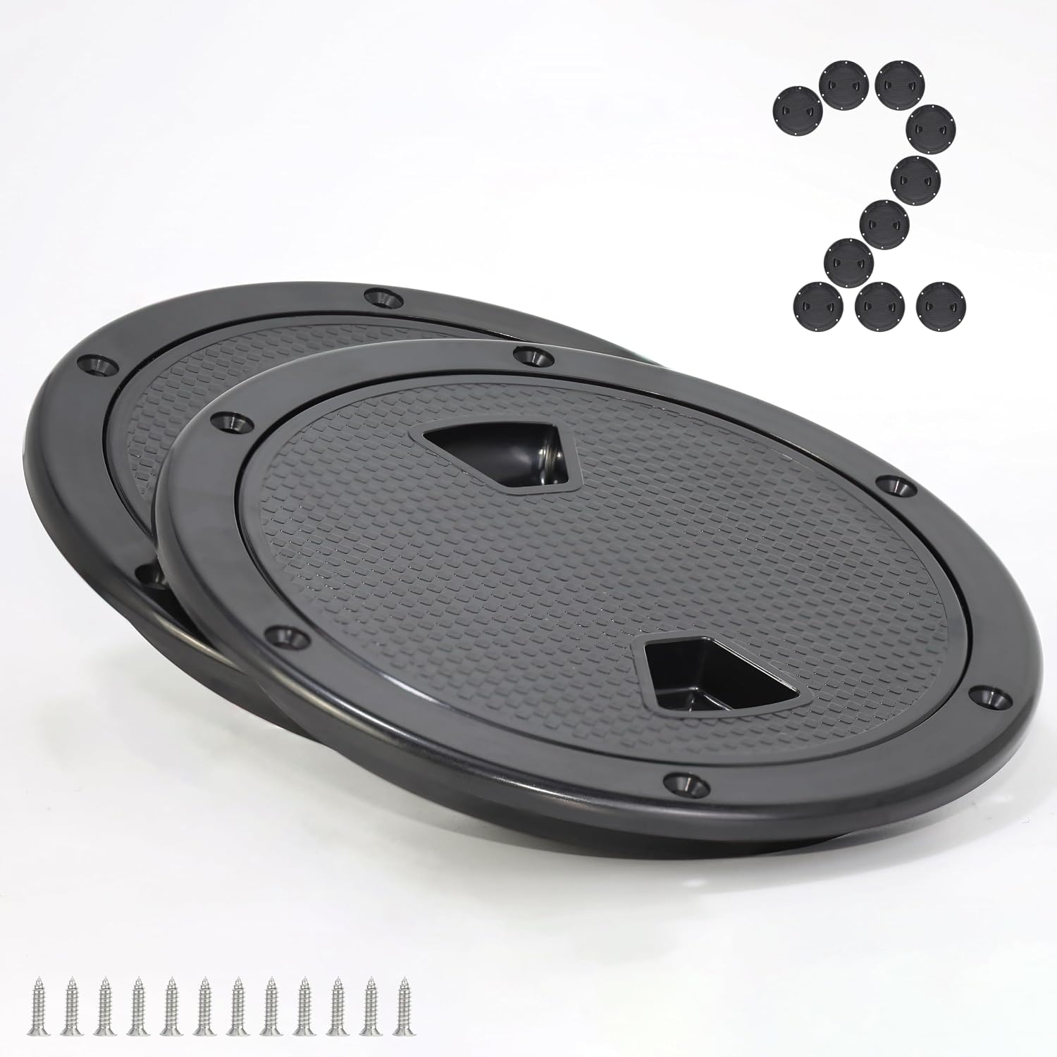 2 Pcs Marine Boat Round Deck Hatch Cover-Non-Slip Inspection Plate Access for Kayak,Yacht-Detachable Water-Tight Lid,Screws Included