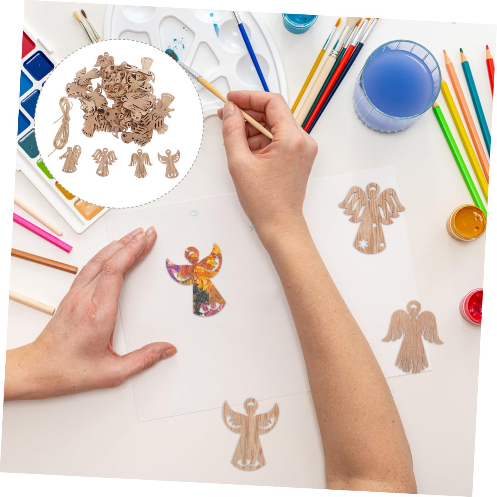 Amazon.co.jp: LIFKOME 50個木製エンジェル型カットアウト