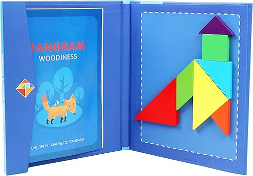 Amazon Co Jp Yalne タングラム 問題数 96パターン マグネット 付き 知育玩具 木製パズル モンテソッリー 教育 おもちゃ 脳トレ 日本語説明書付き おもちゃ