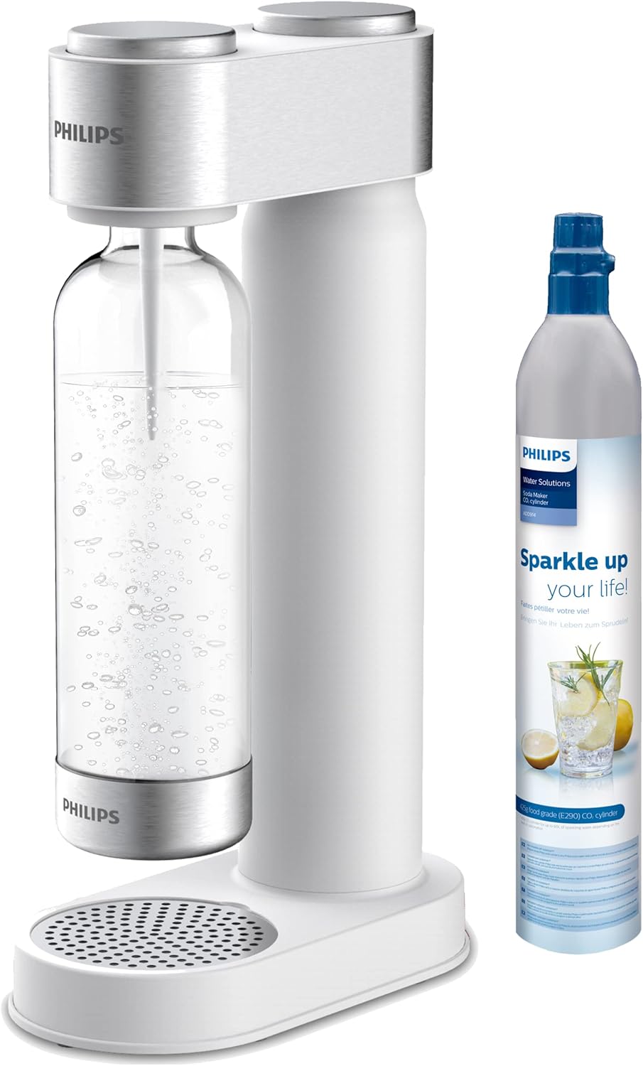 Philips Soda Maker with 1L PET Bottle with CO2 Cylinder, White Soda Makers