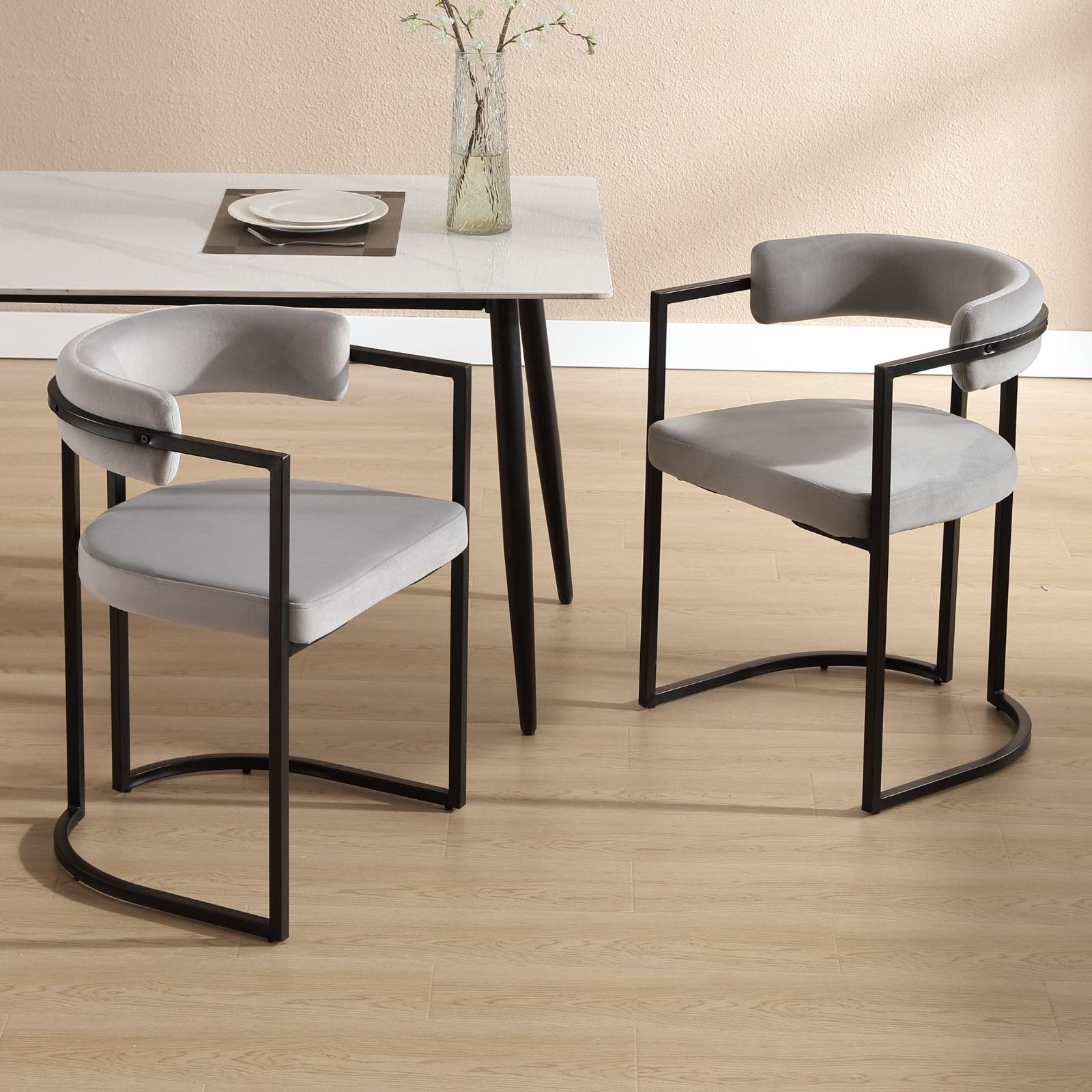 Ya-Home Dining Chairs Set of 2 with Curved Backrest, Grey — image 1