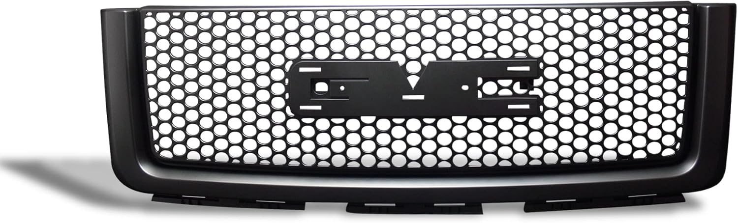 Armordillo Round Hole Mesh Style Front Grille|Compatible With 2007-2013 GMC Sierra 1500|8720738|Chrome|Front Hood Bumper Grille
