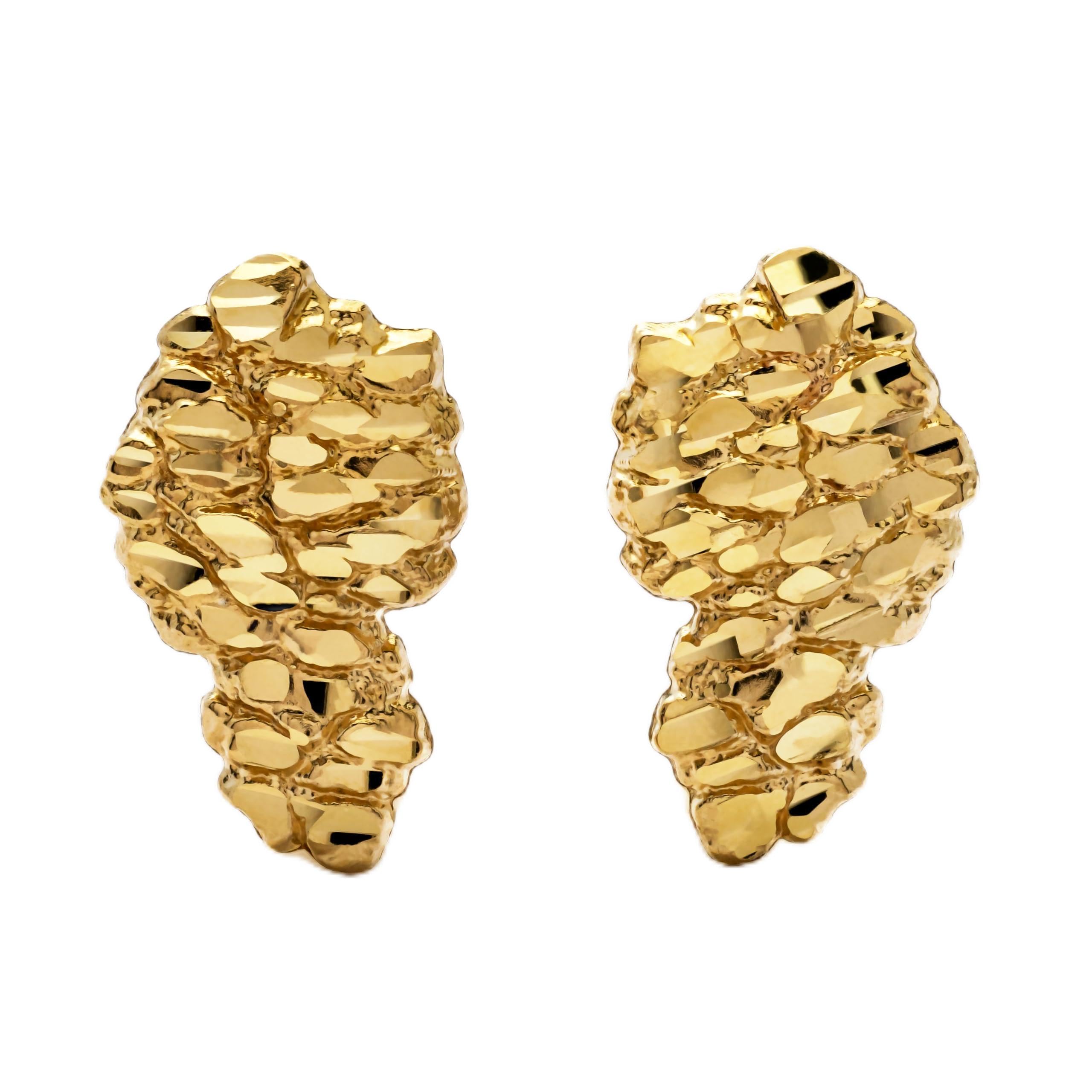 LoveBling 10K Yellow Gold Nugget Earrings (0.64 x 0.39)