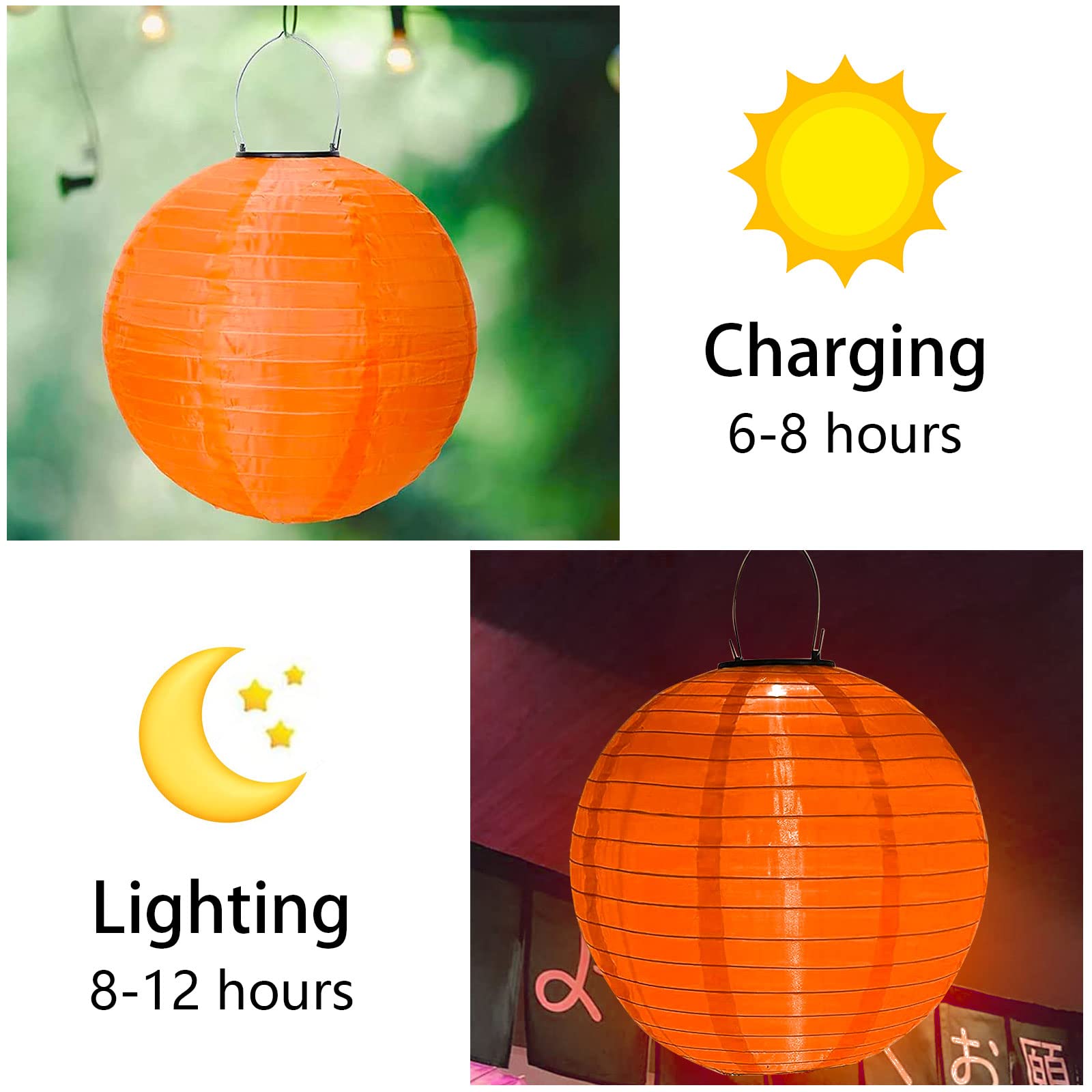 Lanterne Cinesi Solari Da Esterno - Impermeabili, LED, Per Giardino E Matrimoni, Arancione - Foto 8