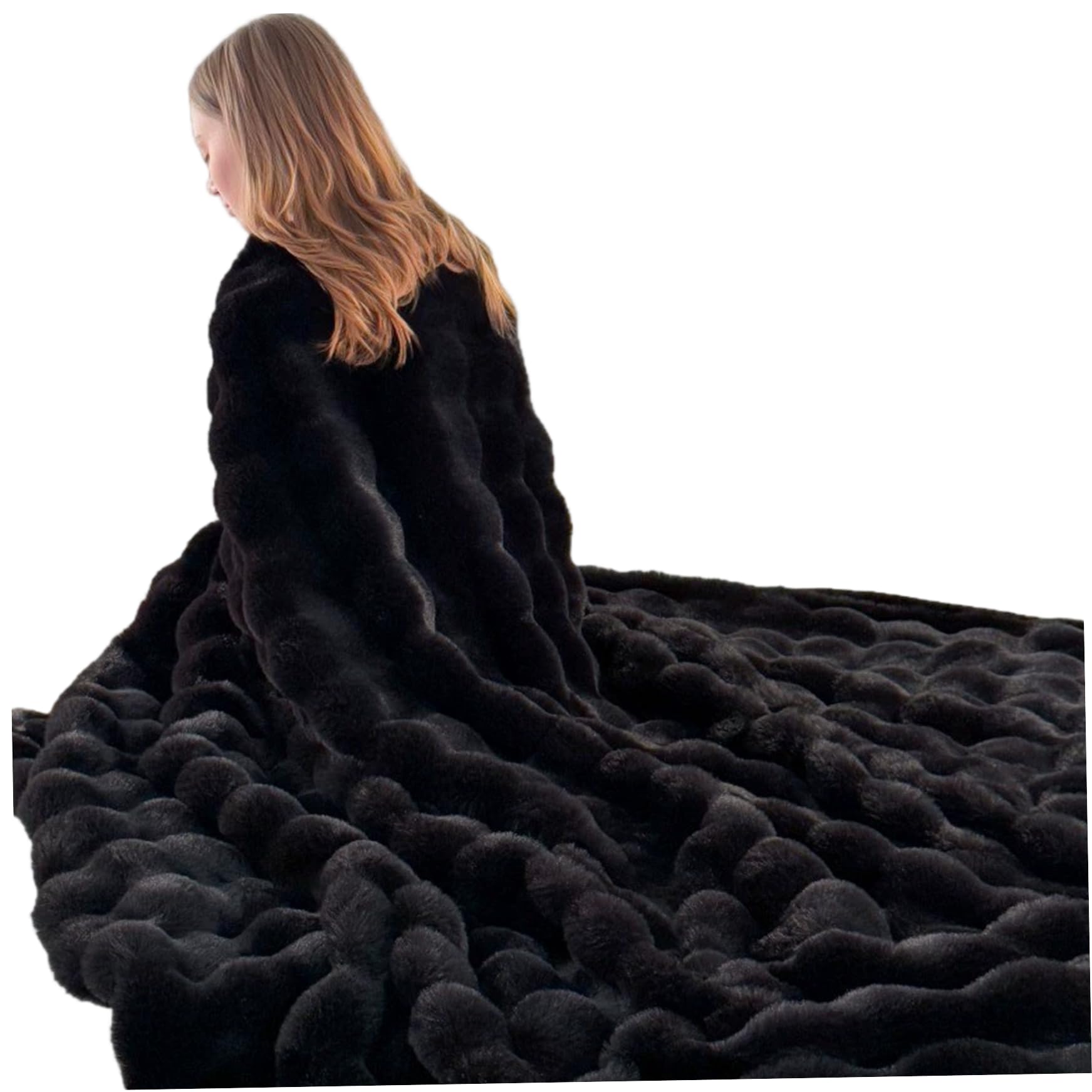 Couverture fausse fourrure lapin noire : finissez-en avec le froid grâce au plaid moelleux