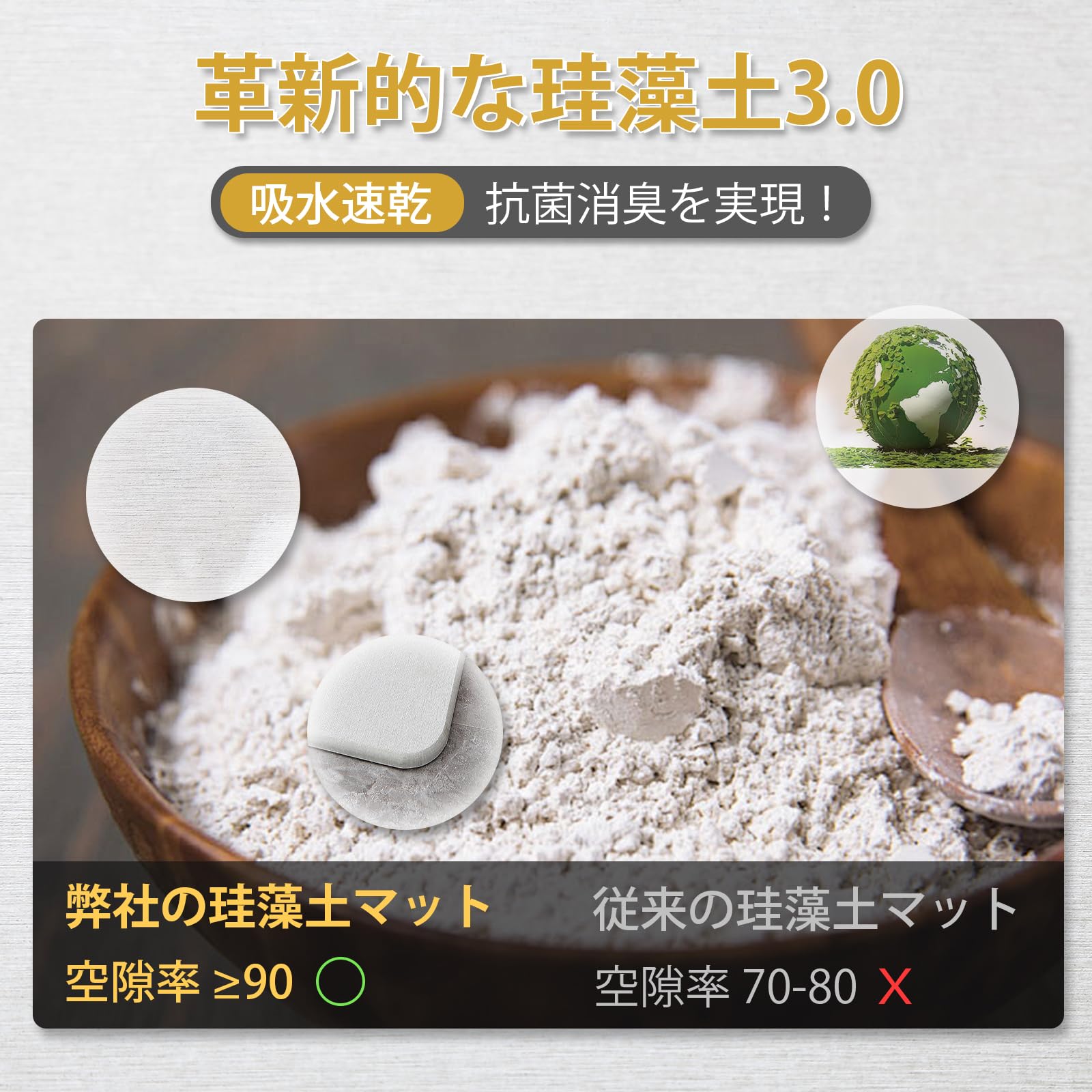 Amazon | 珪藻土 バスマット ハード お風呂マット 足拭きマット 瞬間 