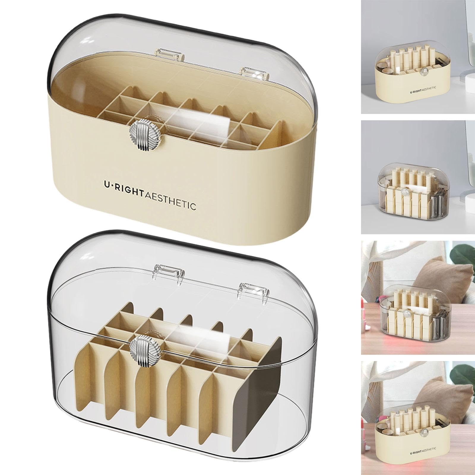 CALANDIS™ Lipstick Organizer Storage Case Multiuse Makeup Storage Organizer Countertop Beige | Storage Boxes | Home Organization | Household Supplies & Cleaning 3