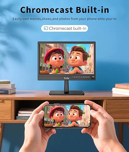 Miniatura 4 de Feihe Smart TV pequeño de 14 pulgadas con control remoto por voz, Wi-Fi, pantalla plana HD compacta Smart TV para cocina, hogar, caravana o