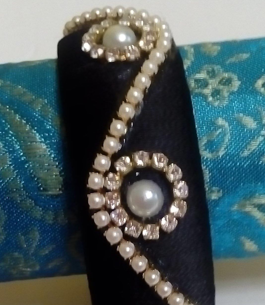 Black silk thread bangle bracelet