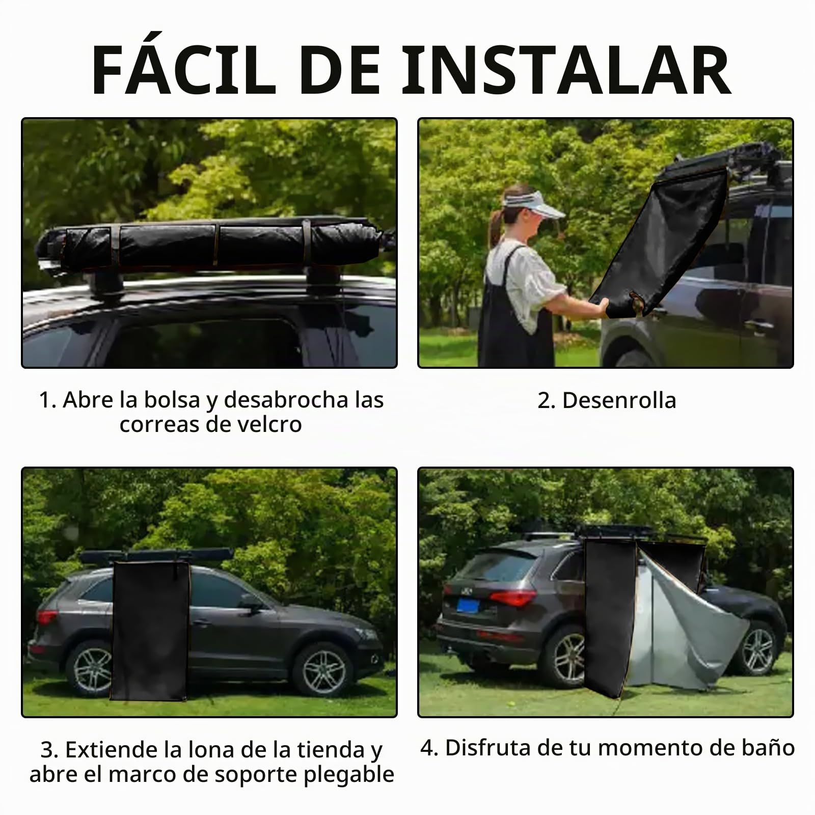 Tienda Ducha Acampada para Coche, Oxford Impermeable Tienda de Campaña Coche, Resistente Al Desgarro Vestidor Portatil, Tienda de WC para Camping-Car, Instalado En Baca Coche Universal