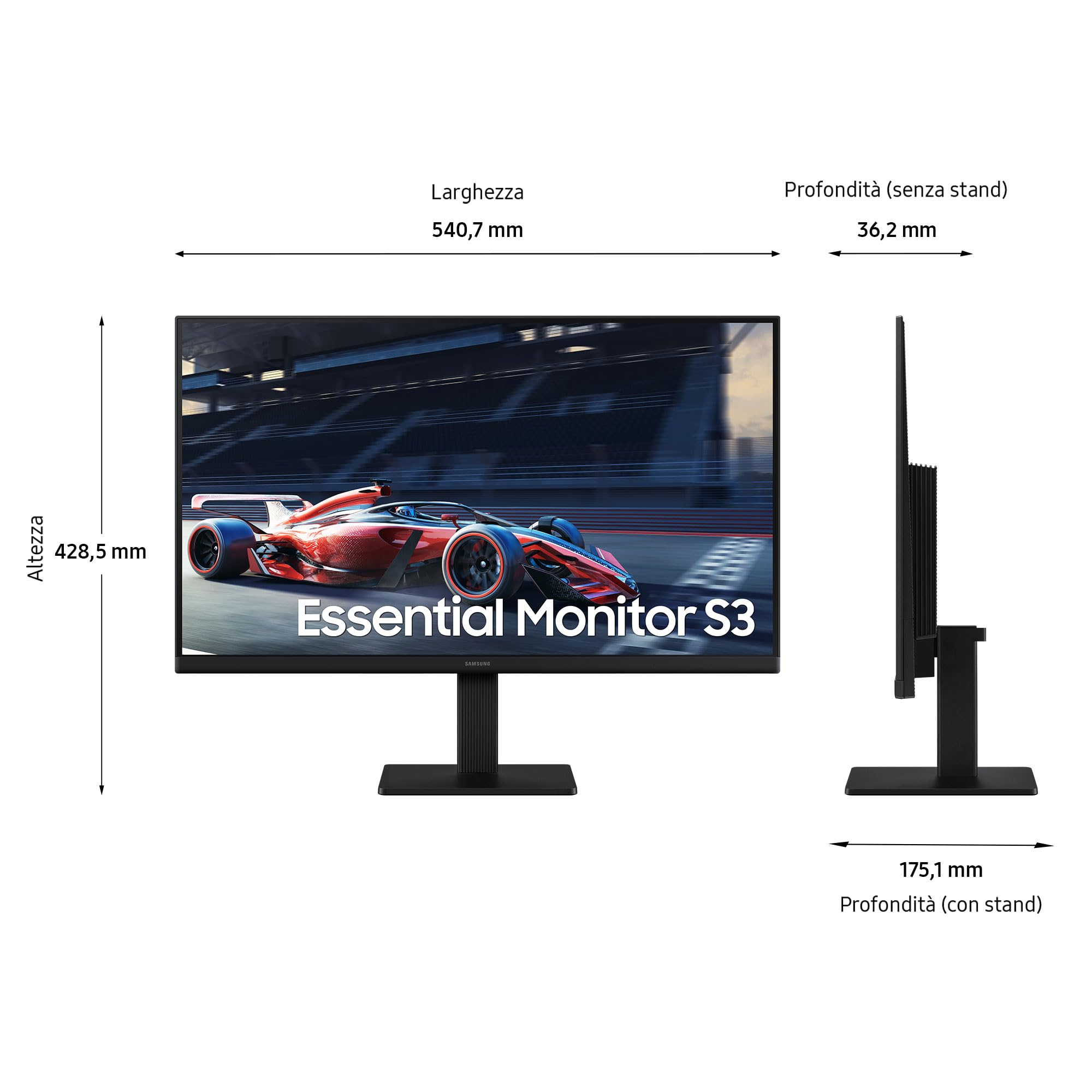 Samsung Monitor S30GD (S24D302), Flat, 24'', 1920x1080 (Full HD), IPS, 100Hz, 5ms (GtG), D-Sub, HDMI, Eye Saver Mode, Flicker Free