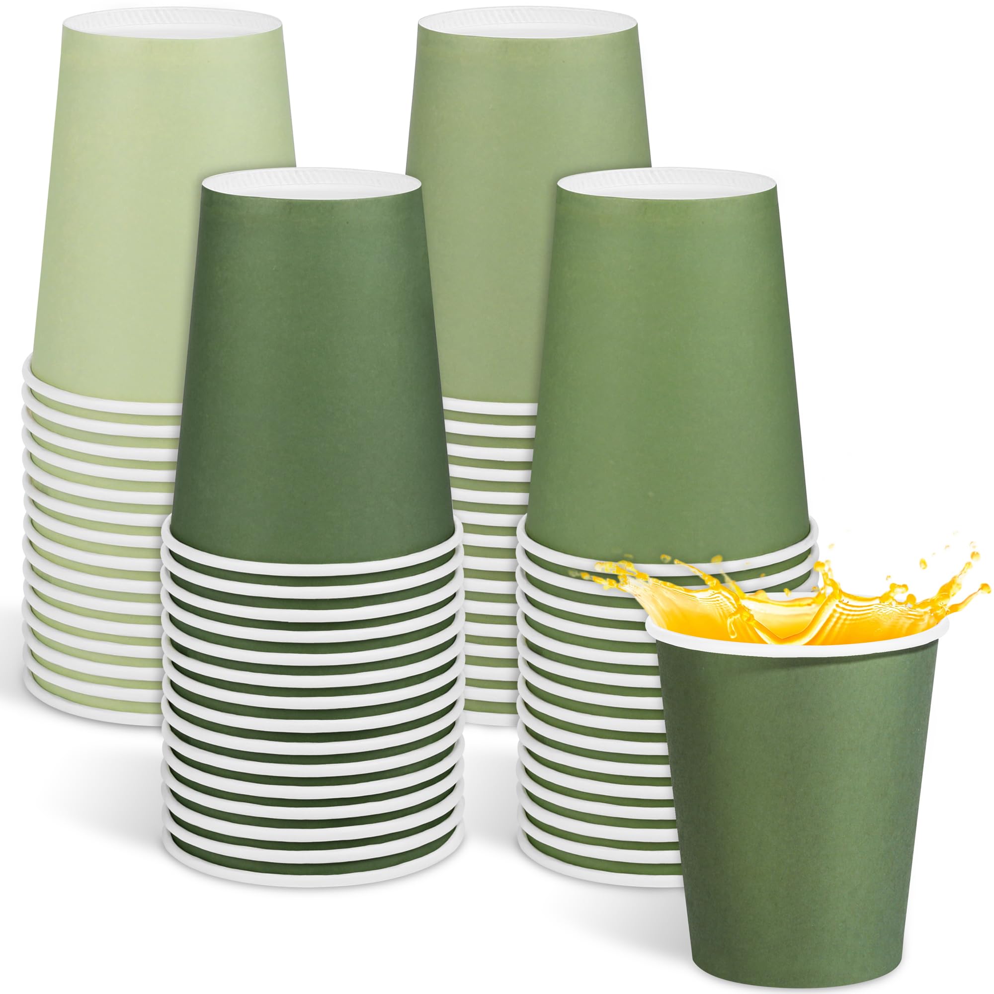 Kochorie 60 Pieces 4 Colors Sage Green Paper Cups 8 Oz-9 Oz Disposable Paper Party Cups for Hot and Cold Beverages Gradient Green Drinking Cup for DIY, Holiday Parties, Picnics, and Weddings