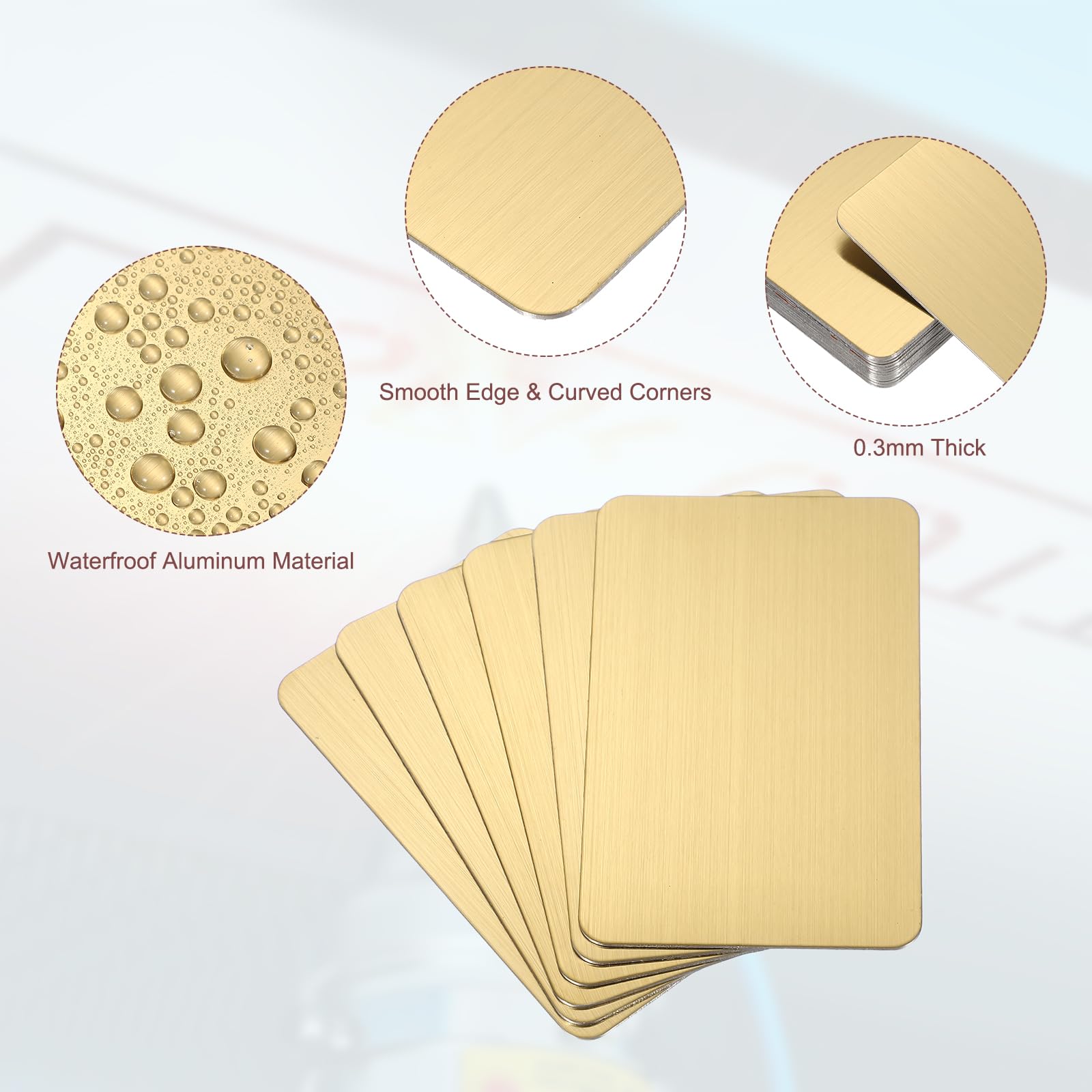 PATIKIL 0.5mm Stainless Steel Metal Business Cards, 50 Pack Brushed Blank Name Card Laser Engraving for DIY Gift Cards, Gold - Image 3