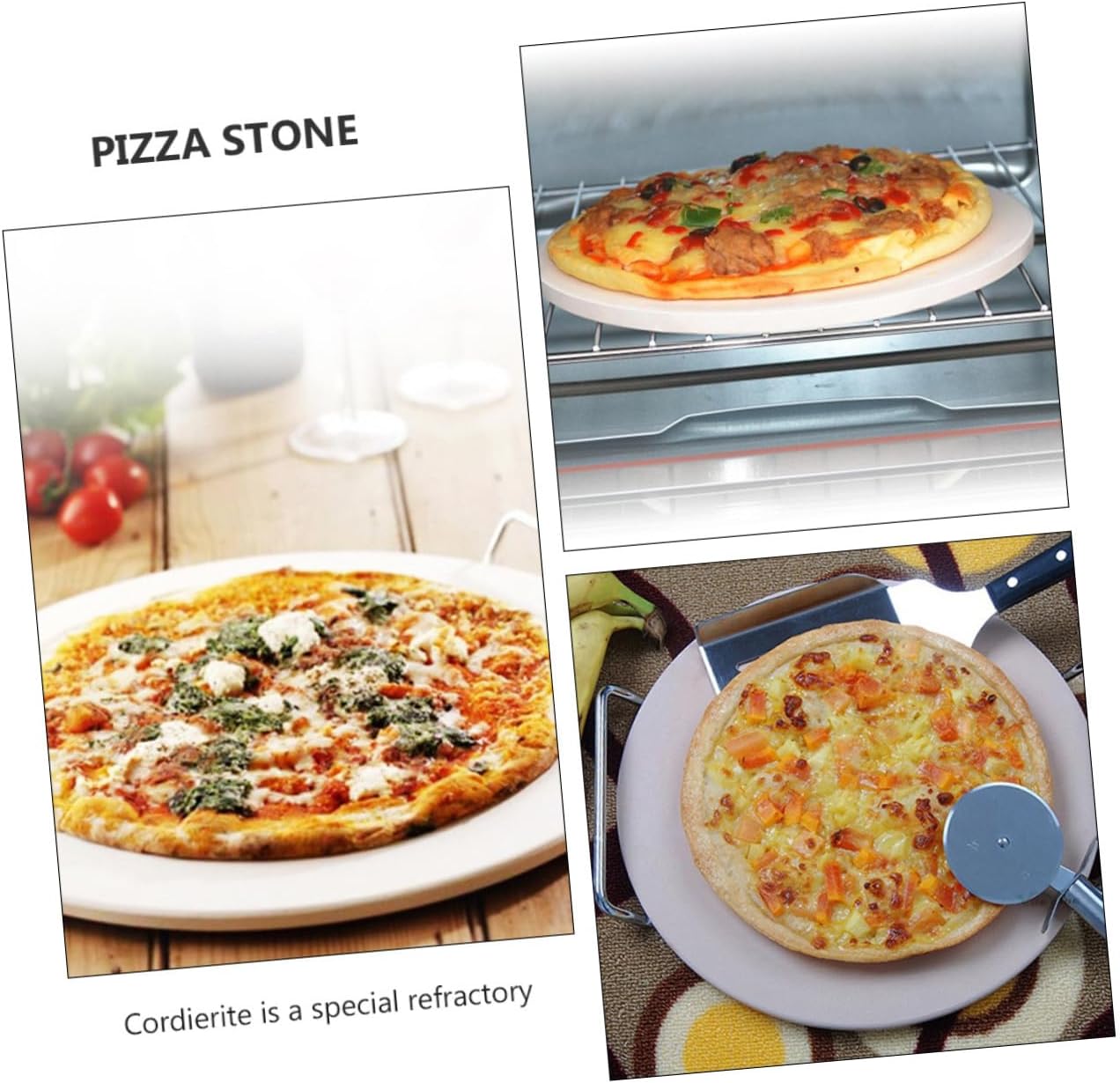 High Temperature Resistant Cordierite Pizza Stone Baking Mold Round Baking Tray for Oven and Grill Versatile for Pizza Bread Cookies and Roasts