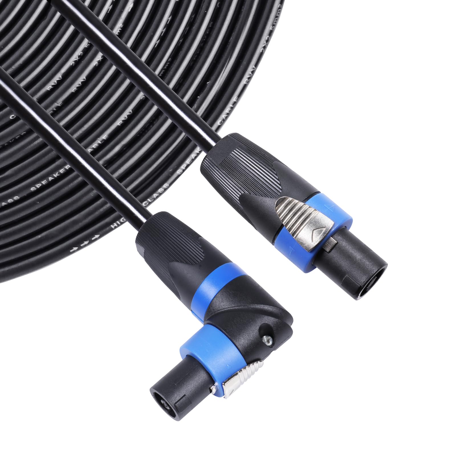 SUNNAREPOON Pack of 1 55 Feet Right Angle Speakon Cable, Twist Lock Angled Speak-On Male Cables for Pro PA Stage, Studio Monitor Audio Jack Wiring (55 Ft., 1-Pack)
