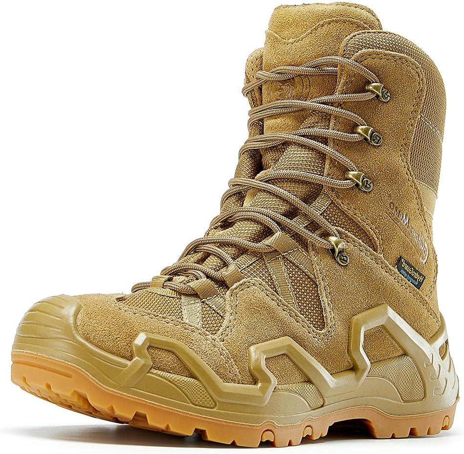 ROCKROOSTER Walland Men 8 inch Combat Boots for men, Trekking Waterproof Rubber Outsole Backpacking Hiking Boots KS735-KS737