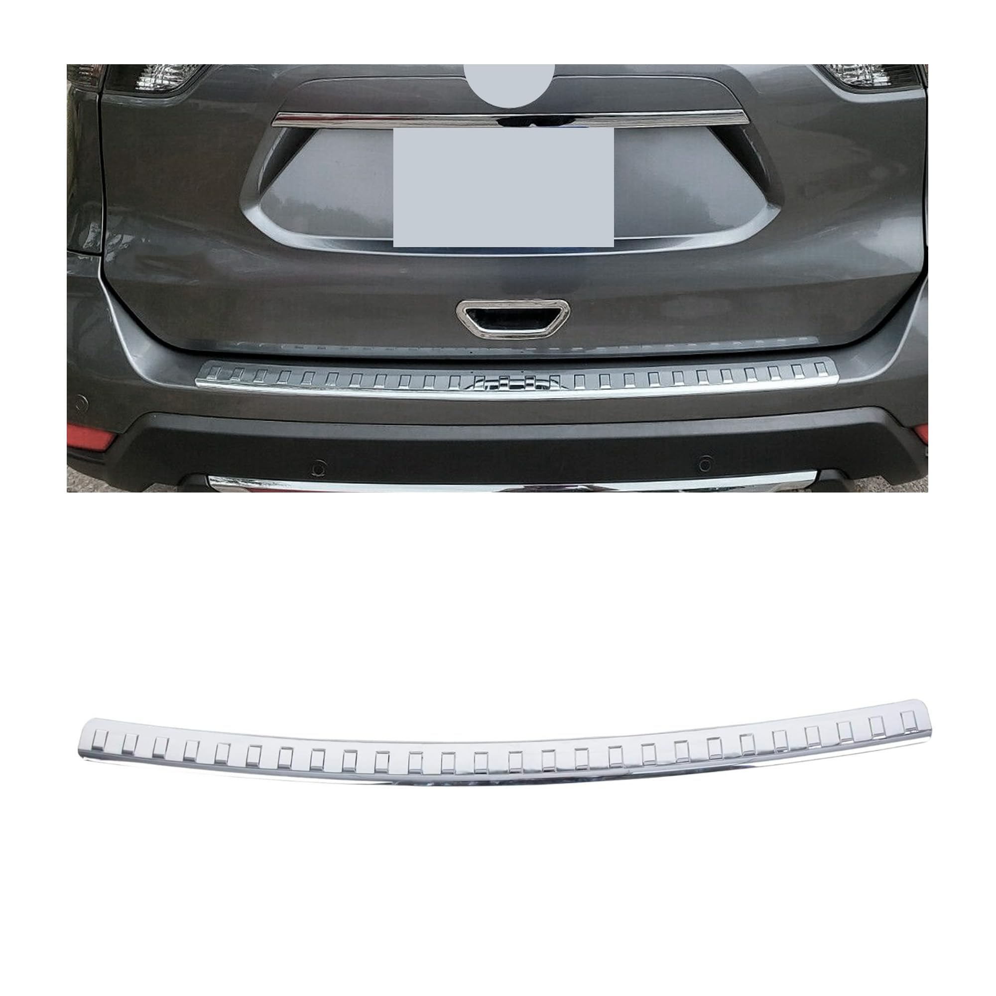 KUAFU Rear Bumper Sill Cover Guard Plate Compatible with 2014-2020 Nissan Rogue 999T6G2000 999B1G500A Bumper Tailgate Back Trunk Door Sill Trim Molding Protector Strip Pad Panel Chrome