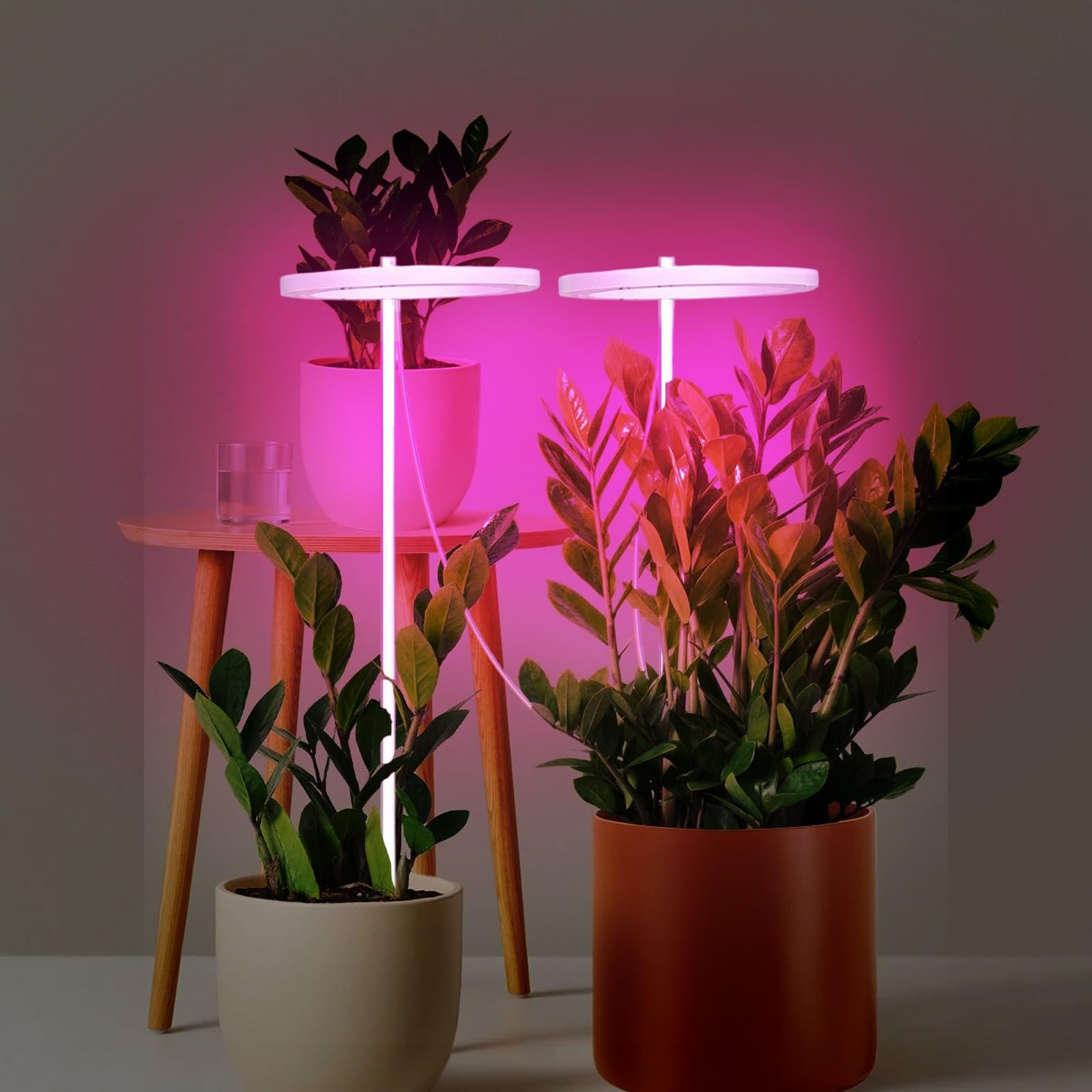 Luces LED de cultivo para plantas de interior, lámpara de cultivo de plántulas de interior de ahorro de energía, temporizador inteligente con 5 niveles de brillo, diseño de 2 cabezales para uso debajo