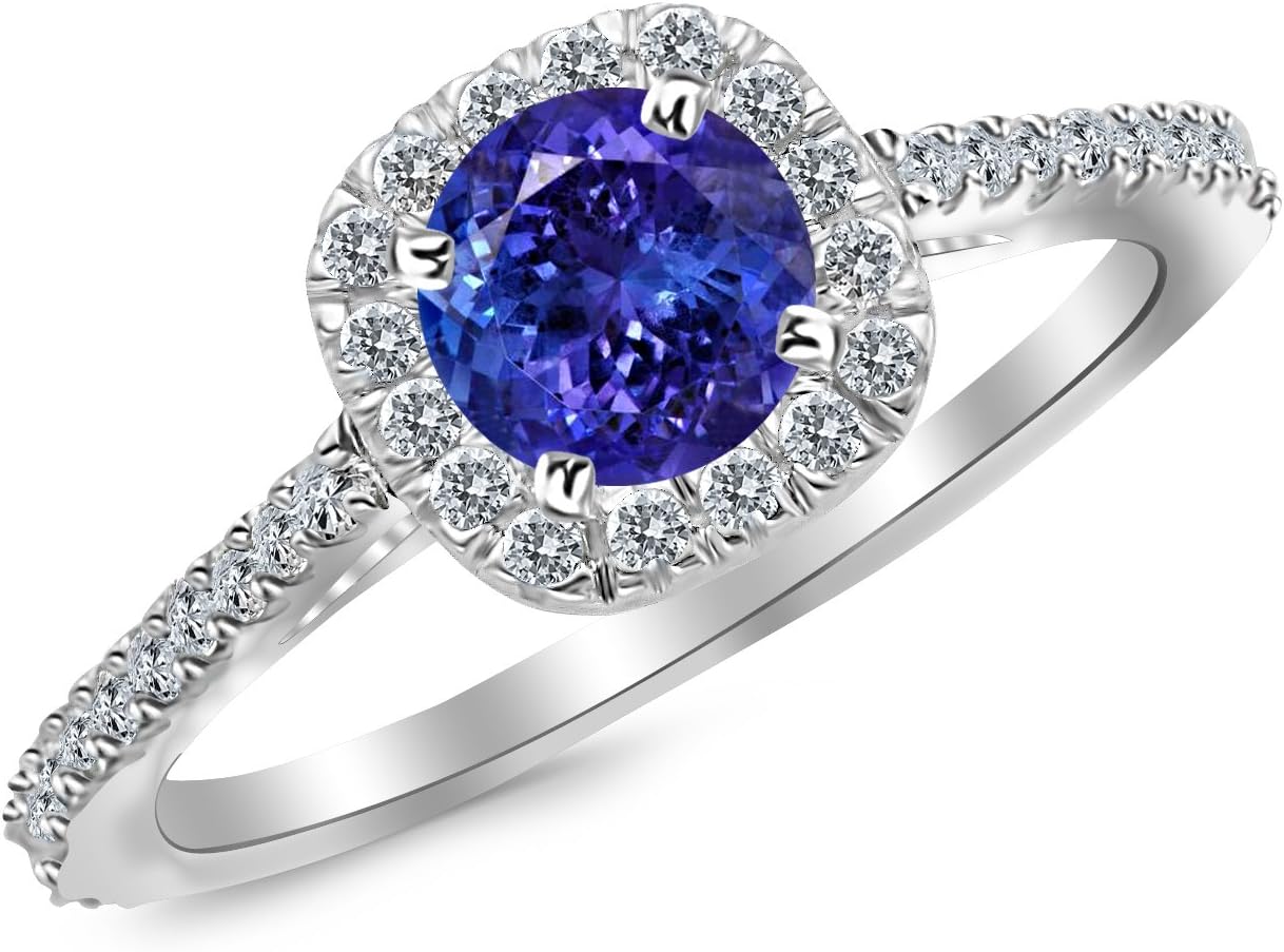 Houston Diamond District 1.85 Carat Gorgeous Classic Cushion Halo Style Diamond Engagement Ring with a 1.5 Carat Natural Tanzanite Center (Heirloom Quality)