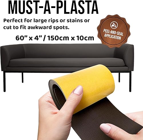 Miniatura 2 de MASTAPLASTA Cinta de reparación de cuero autoadhesiva original, color gris pardo, 60 x 4 pulgadas (59.1 x 3.9 in). Kit de reparación de cuero de