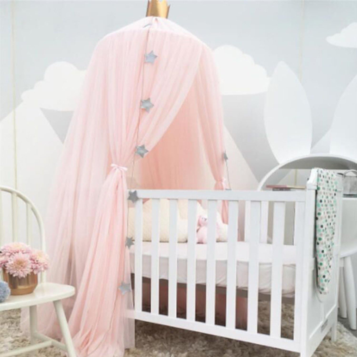 Yimii Princess Bed Canopy, Dome Bed Curtains Mosquito Net for Kids Baby, Playing Reading Tent Great for Girls Room Use(Pink)