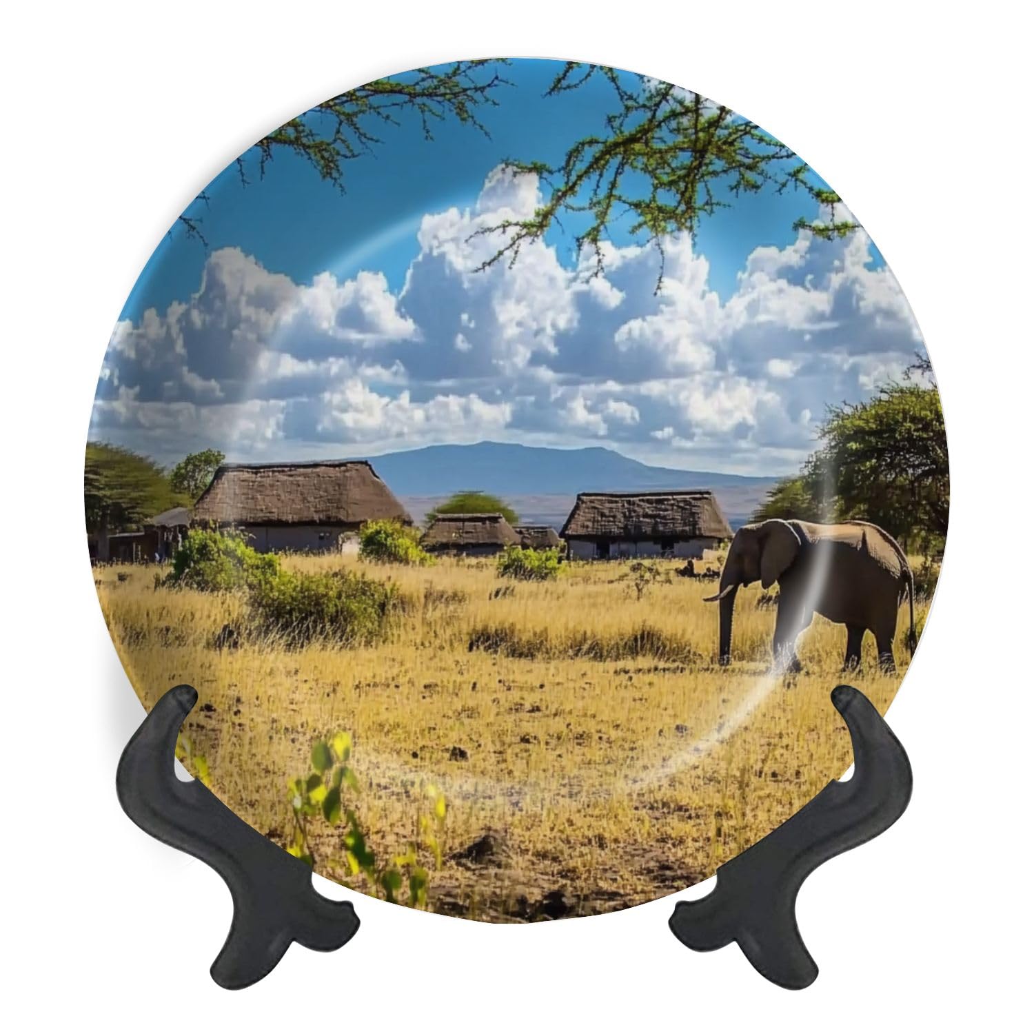 Decorative Plates for Display Walkway bamboo covered Gift Plates Ceramic Collections Plates Hanging Artwork for Living Dining Room Kitchen Souvenir