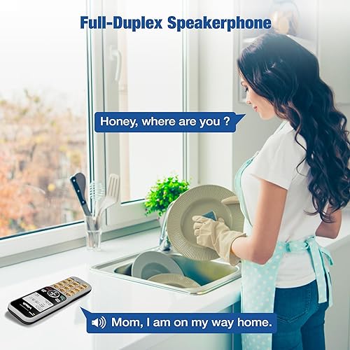 Miniatura 3 de VTech Sistema telefónico inalámbrico para el hogar con bloque de llamadas, pantalla grande y botones, pantalla retroiluminada, altavoz dúplex