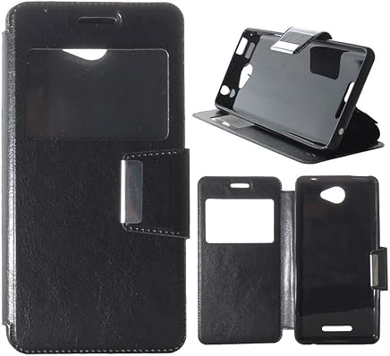 Todobarato24h Funda Libro Ventana Negra para BQ AQuaris U/U Lite Todobarato24h Funda Libro Ventana Negra para BQ AQuaris U/U Lite