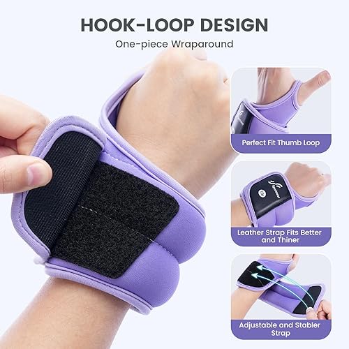 Miniatura 3 de Sportneer Pesas de muñeca con agujero para el pulgar para hombres y mujeres, pesas para mano de brazo para correr, caminar, trotar, fisioterapia,