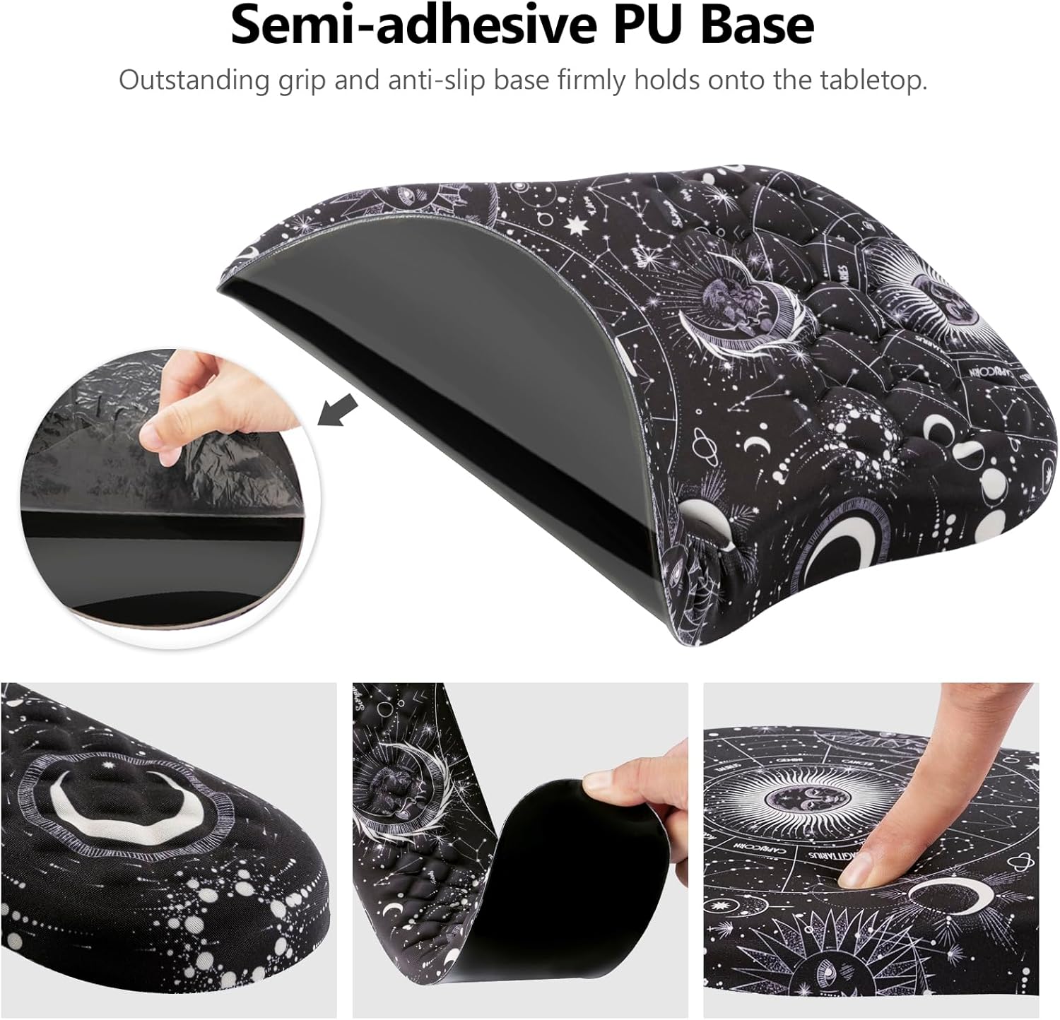 Mouse Pad Wrist Support, 2 in1 Keyboard Wrist Rest+ Ergonomic Mouse Pad, Non-Slip Wrist Rest for Computer Keyboard, Made Easy Typing & Relieve Wrist Pain(Sun Moon) - Image 4