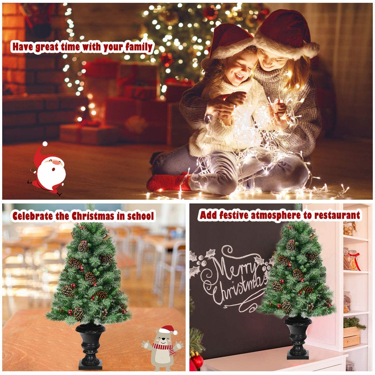 Árbol de Navidad Artificial pequeño 120 cm (4 pies) con piñas y